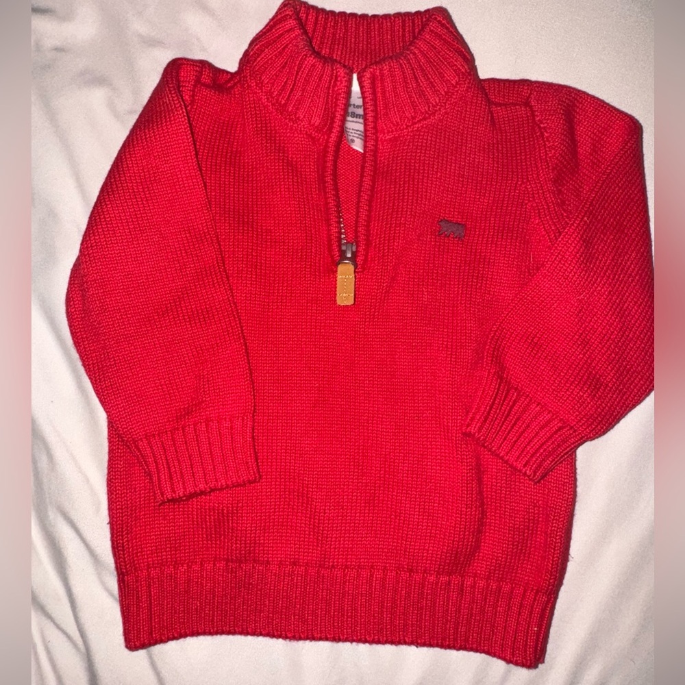 Toddler Carter's Vibrant Red Zip-Up Sweater. 18 Months